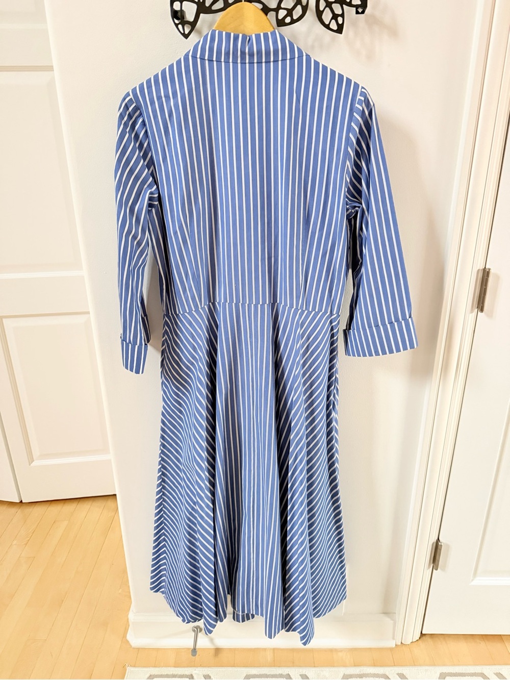J. Peterman Blue & White Striped Cotton Shirt Dress Size 14 NWOT - Picture 7 of 10